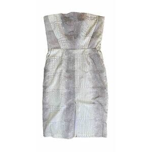 REVOLVE Strapless Silver and White Dress